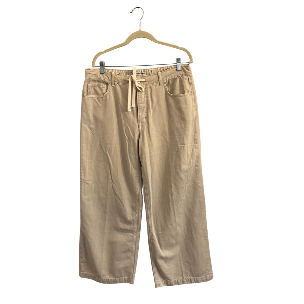 Scotch & Soda Amsterdam Women L Beige Wide Leg Drawstring Pants
